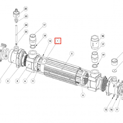 Корпус теплообменника нерж. сталь  X-TUB-G2HE-500